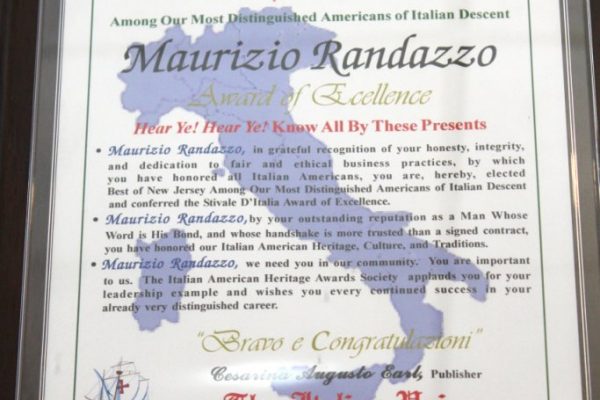 Maurizio Itailian Bistro Moorestown NJ award