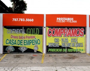 Continental Gold Pawn Shop San Juan Puerto Rico side wall sign