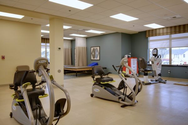 Mission Healthcare at Renton, WA rehabilitation center physical therapy room excercise machines nustep recumbent cross trainer
