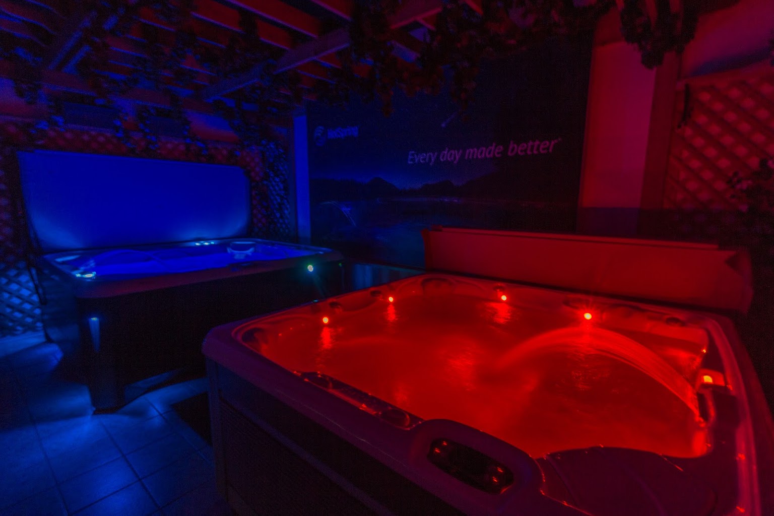 dark blue red hot tub lights Spring Dance Hot Tubs in Jamison, PA
