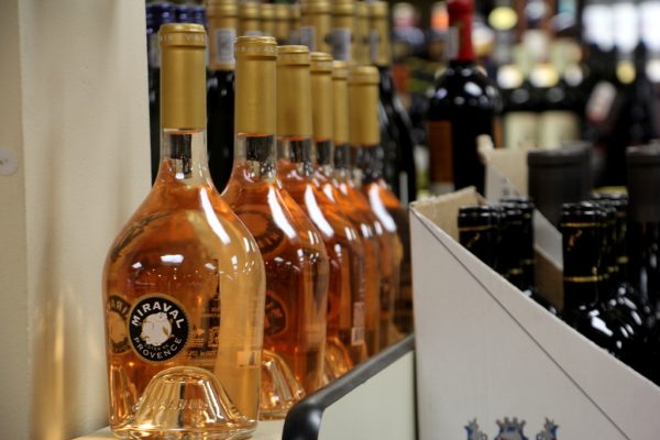 liquor bottles in Traino's Wine & Spirits Liquor Store in Evesham Township, NJ