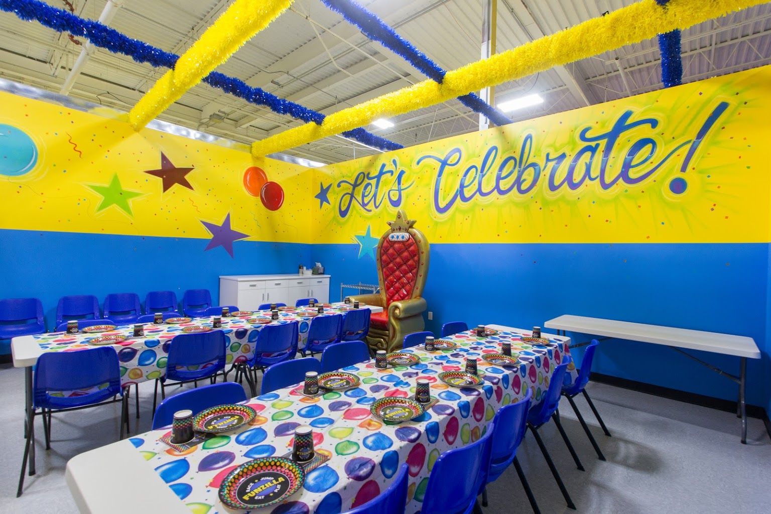 party room in Funzilla amusement center in Fairless Hills, PA