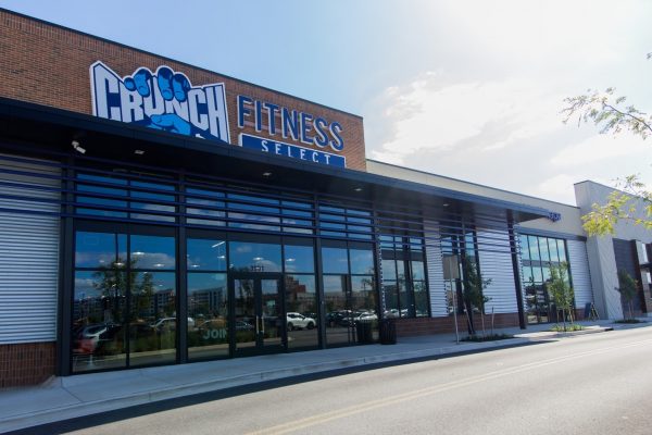 store front exterior of Crunch Fitness gym at Canton Crossing in Baltimore, MD