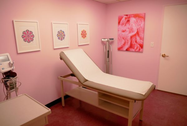 pink patient exam room Dr. Ala Stanford Center for Health Equity Medical Clinic Philadelphia, PA