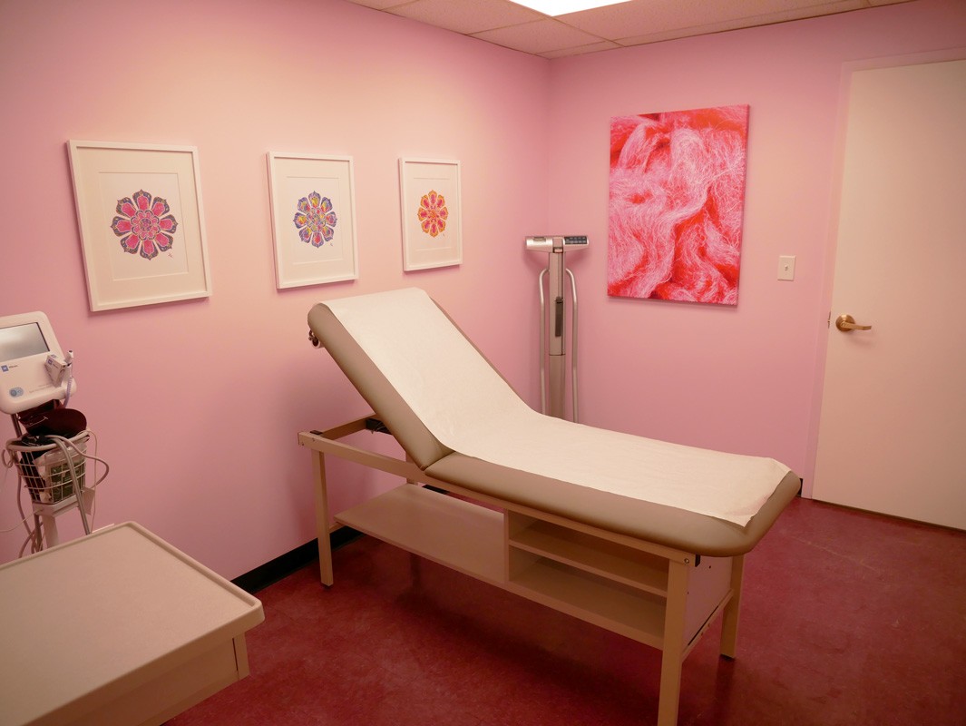pink patient exam room Dr. Ala Stanford Center for Health Equity Medical Clinic Philadelphia, PA