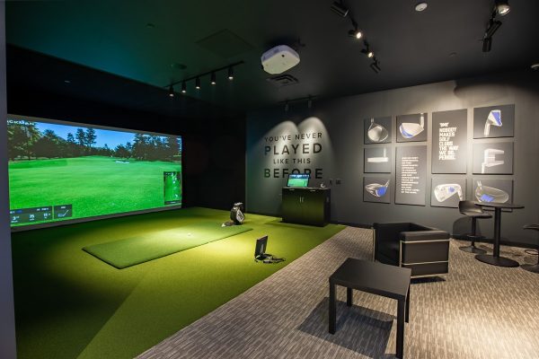 virtual golf driving range simulator at PXG Oak Brook Parsons Xtreme Golf store in Oakbrook Terrace, IL