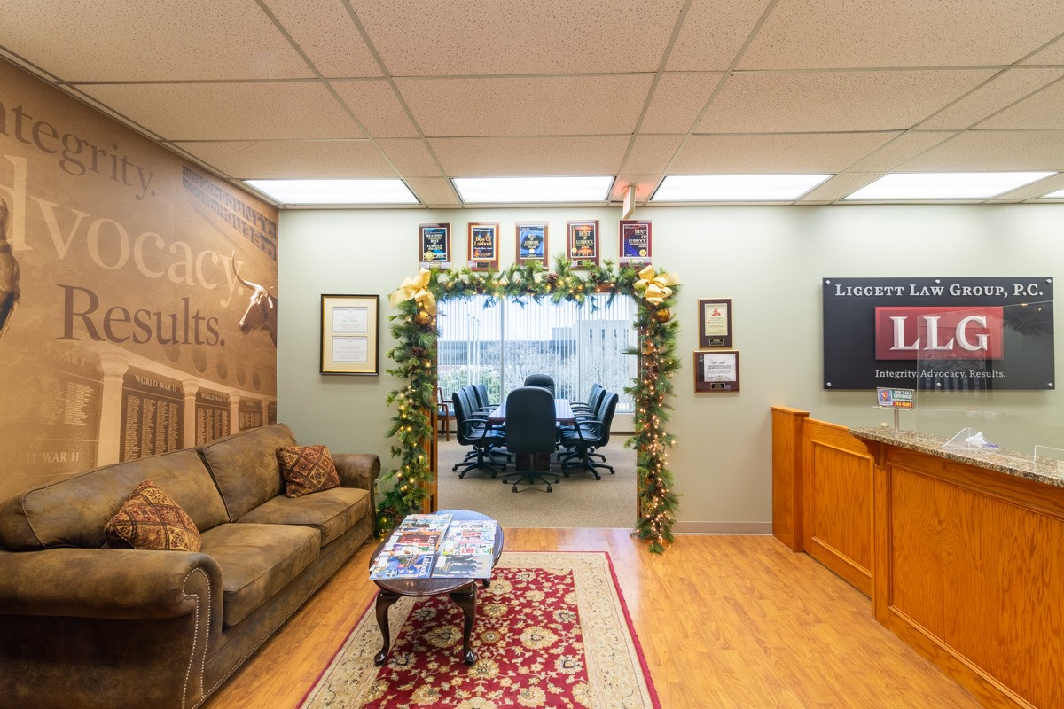 reception room of Liggett Law Group, P.C., Lubbock, TX Personal Injury Attorney Office