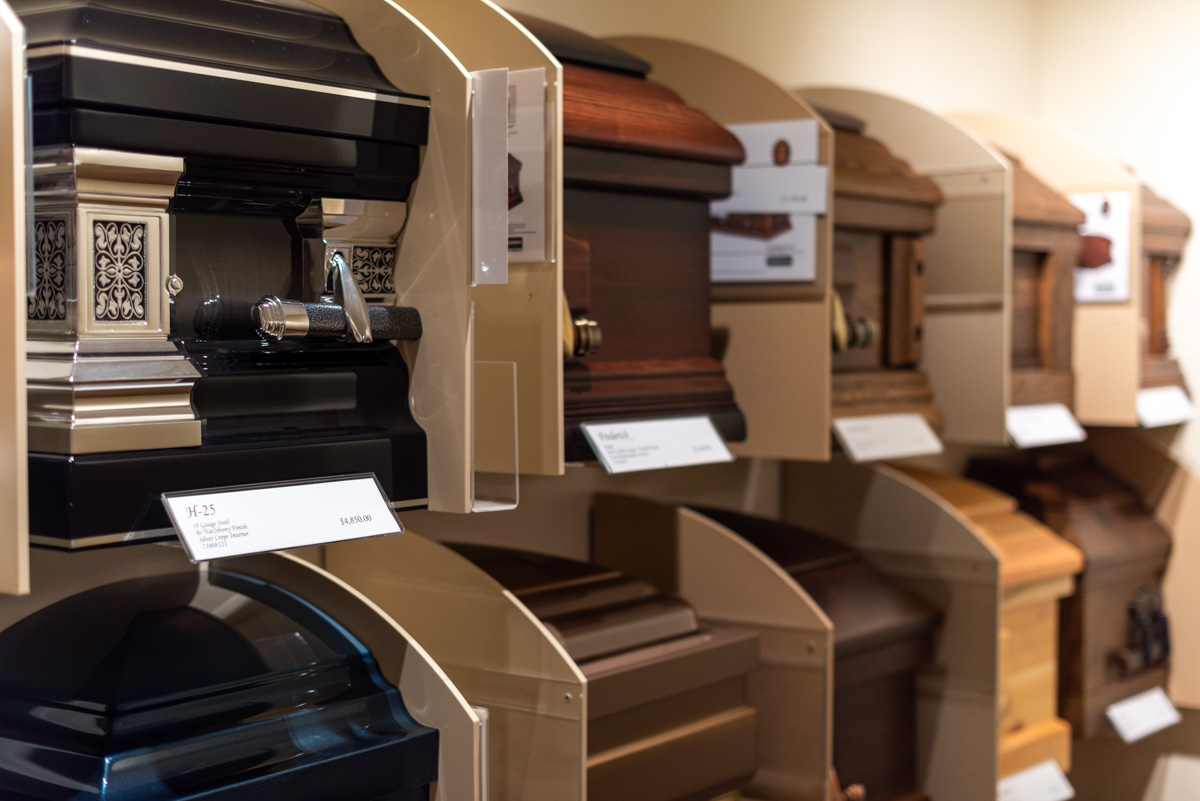 caskets at Williams Funeral Home & JWN Crematory, Durango, CO