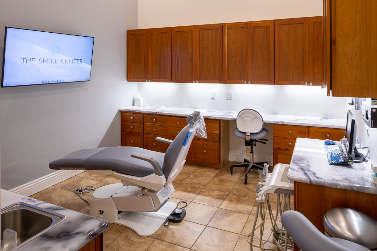 dental examination room at The Smile Center, San Francisco, CA Dentist Office