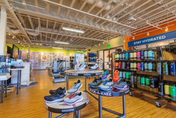 sneaker display at Road Runner Sports, Carlsbad, CA Running Shoe Store