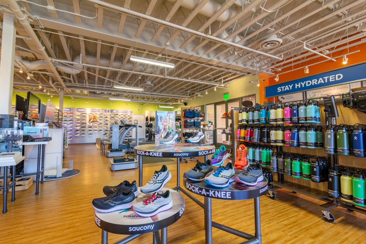 sneaker display at Road Runner Sports, Carlsbad, CA Running Shoe Store