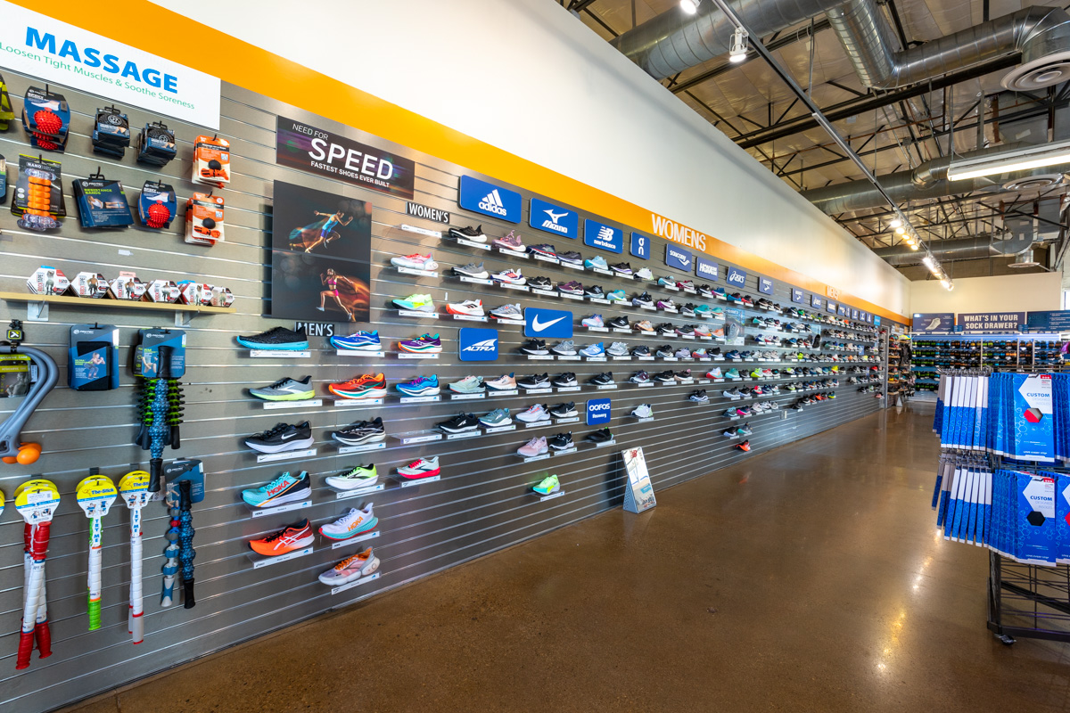 sneaker display at Road Runner Sports, Tempe, AZ Running Shoe Store