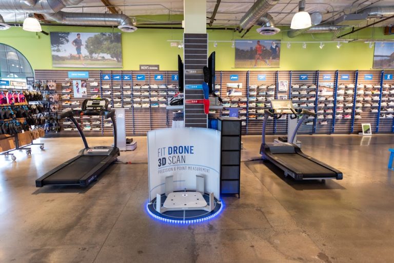 running shoe store with treadmill