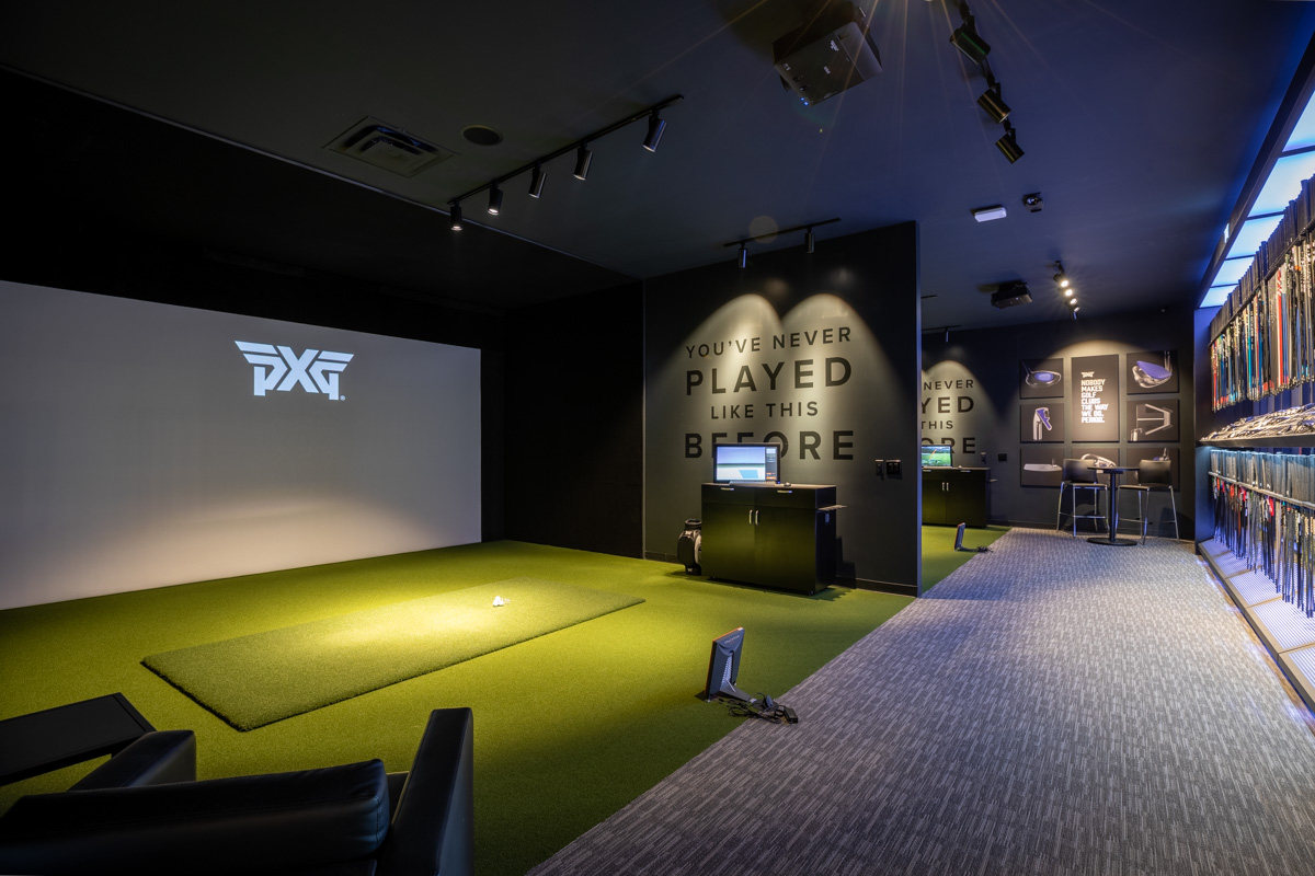 virtual golf driving simulator bay at PXG Denver, Centennial, CO Golf Gear and Apparel