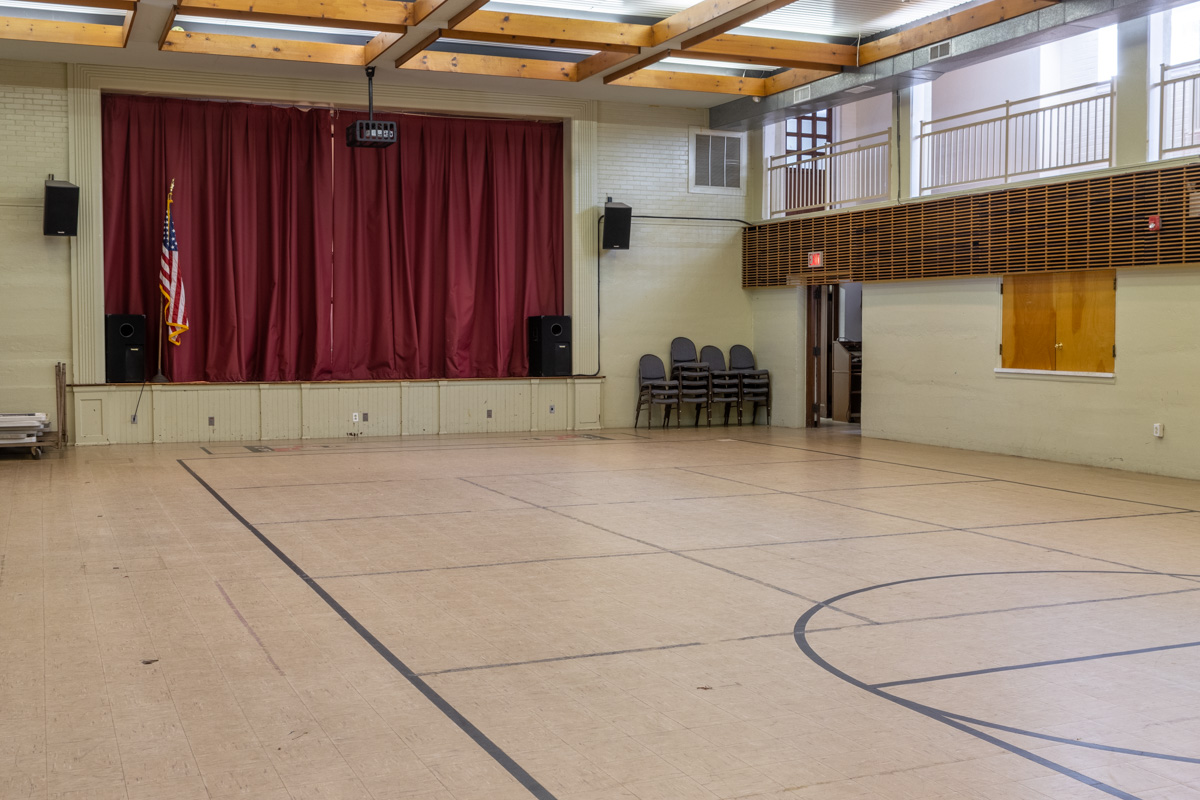 Gymnasium stage at Grace Presbyterian Church, Jenkintown, PA 360 Virtual Tour for Religious Place of Worship