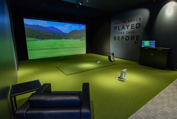 virtual golf driving simulator bay at PXG Boston, Framingham, MA 360 Virtual Tour for Golf Gear and Apparel