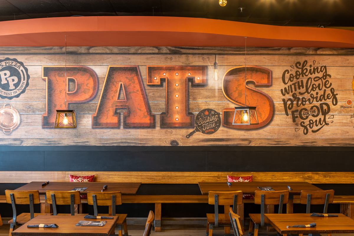 wall sign at Pat's Pizza Kennett Square, PA 360 Virtual Tour for Pizzeria