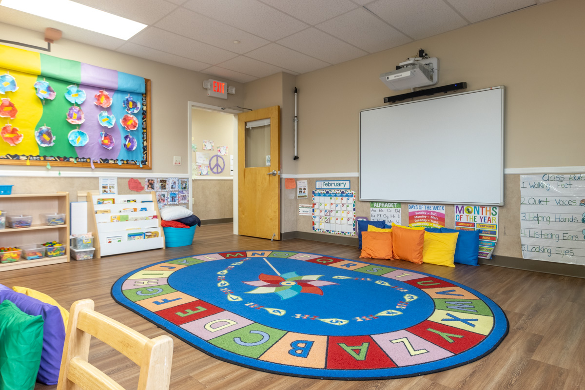 reading rug at Lightbridge Academy, Westfield, NJ | 360 Virtual Tour for Pre-school Day Care Center