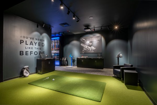 golf driving simulator bay at PXG Kansas City in Overland Park, KS 360 Virtual Tour for Golf Gear and Apparel