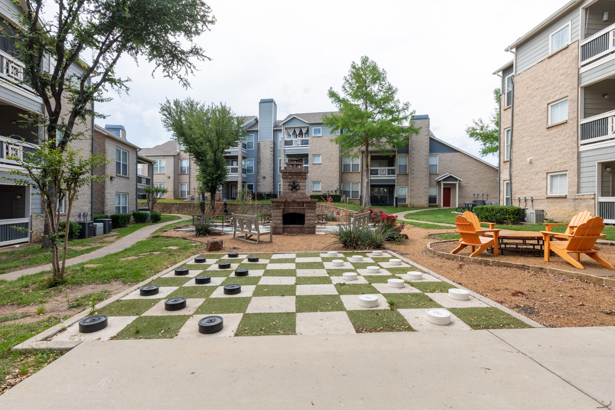 chess board lawn at Western Station, Fort Worth, TX 360 Virtual Tour for Apartment building
