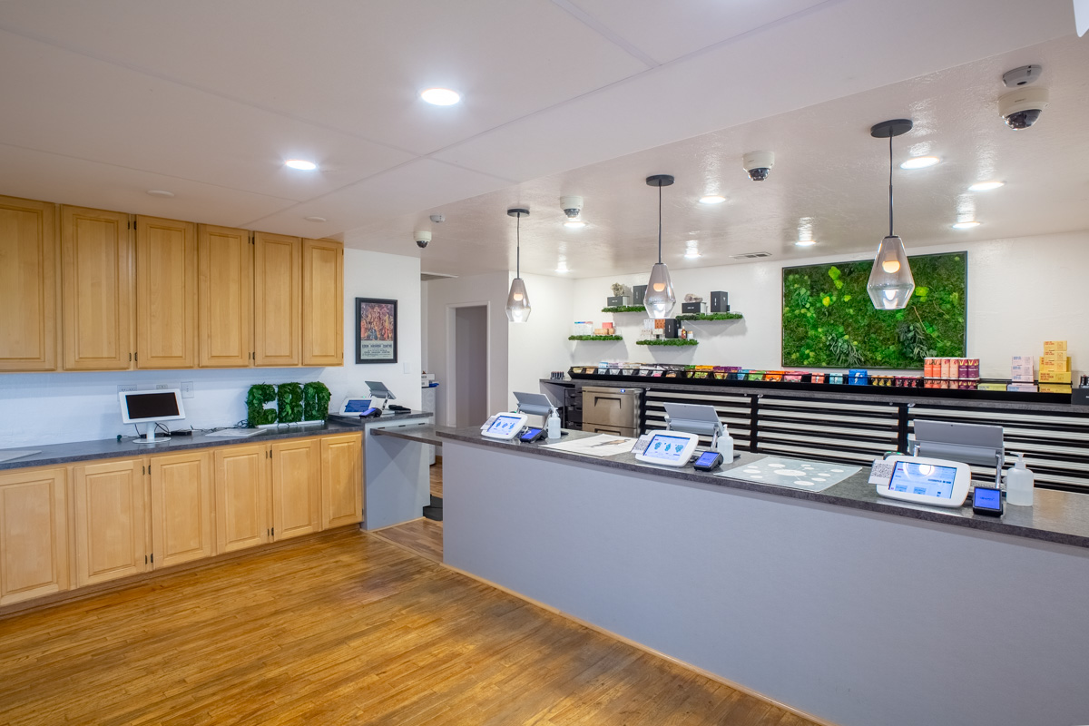sales counter at Garden of Eden, Livermore, CA | 360 Virtual Tour for Cannabis store