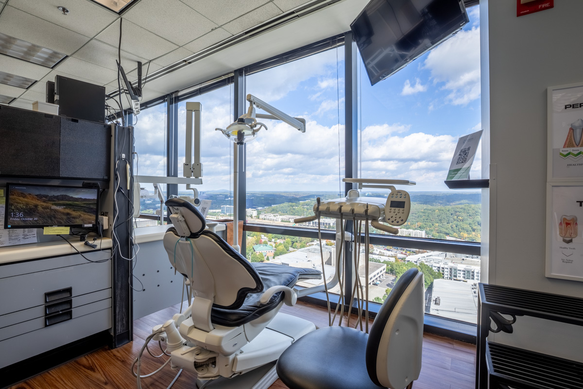 dental chair with view at Riverwood Dental, Atlanta, GA 360 Virtual Tour for Dentist