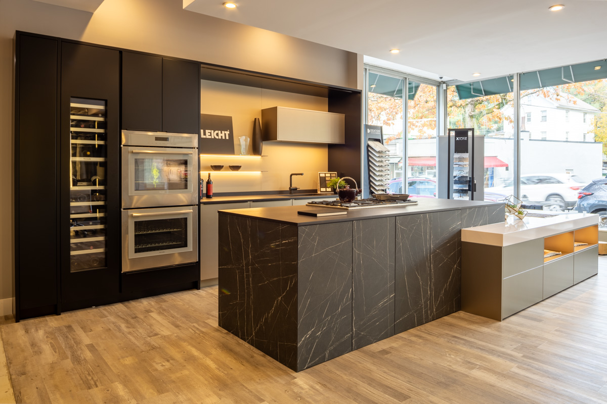island kitchen counter at Leicht Westchester, Mt Kisco, NY 360 Virtual Tour for Kitchen remodeler