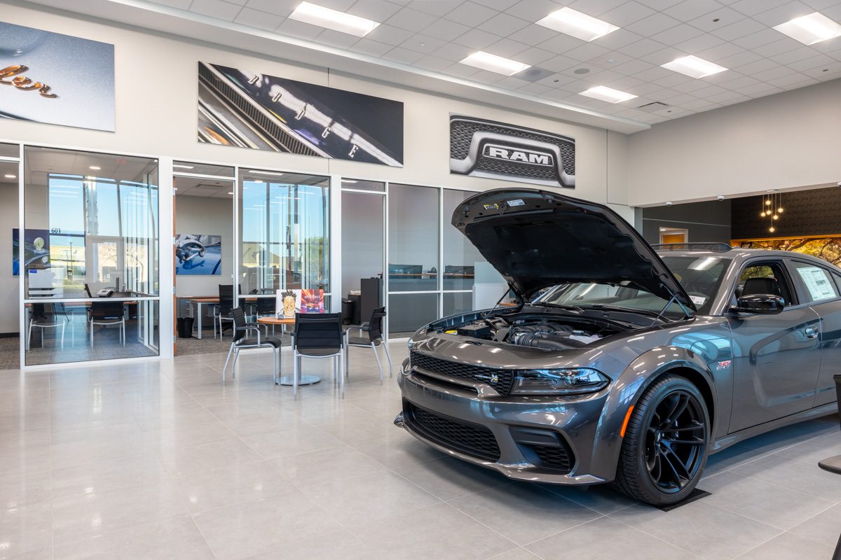 car showroom at Bayou Chrylser Dodge Jeep Ram Cars, Laplace, LA 360 Virtual Tour for Car Dealership