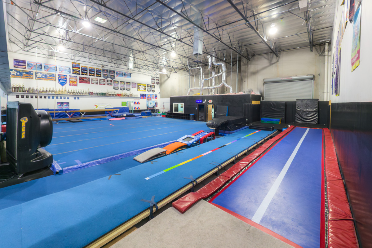 vault runway springboard at Las Vegas Elements Cheer and Tumbling Gym 360 Virtual Tour for Gymnastics center