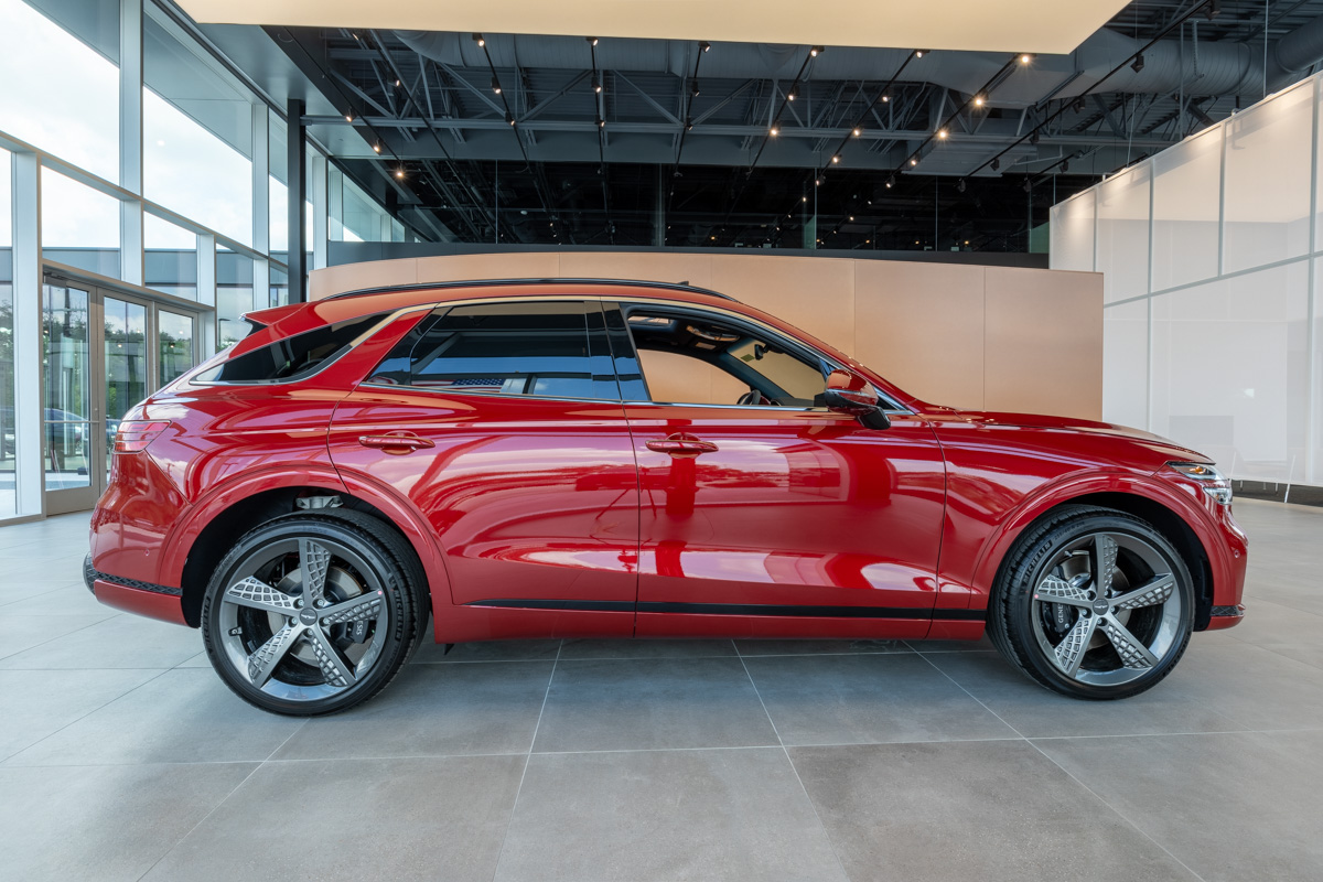 red GV70 suv crossover Genesis of Northwest San Antonio, TX 360 Virtual Tour for Car Dealership