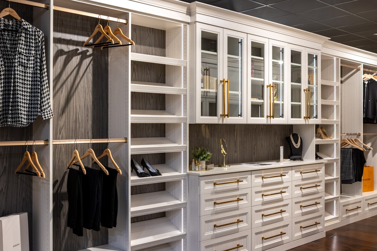 wardrobe shelving at Closet Factory, Mt Laurel, NJ 360 Virtual Tour for Interior design Cabinet maker