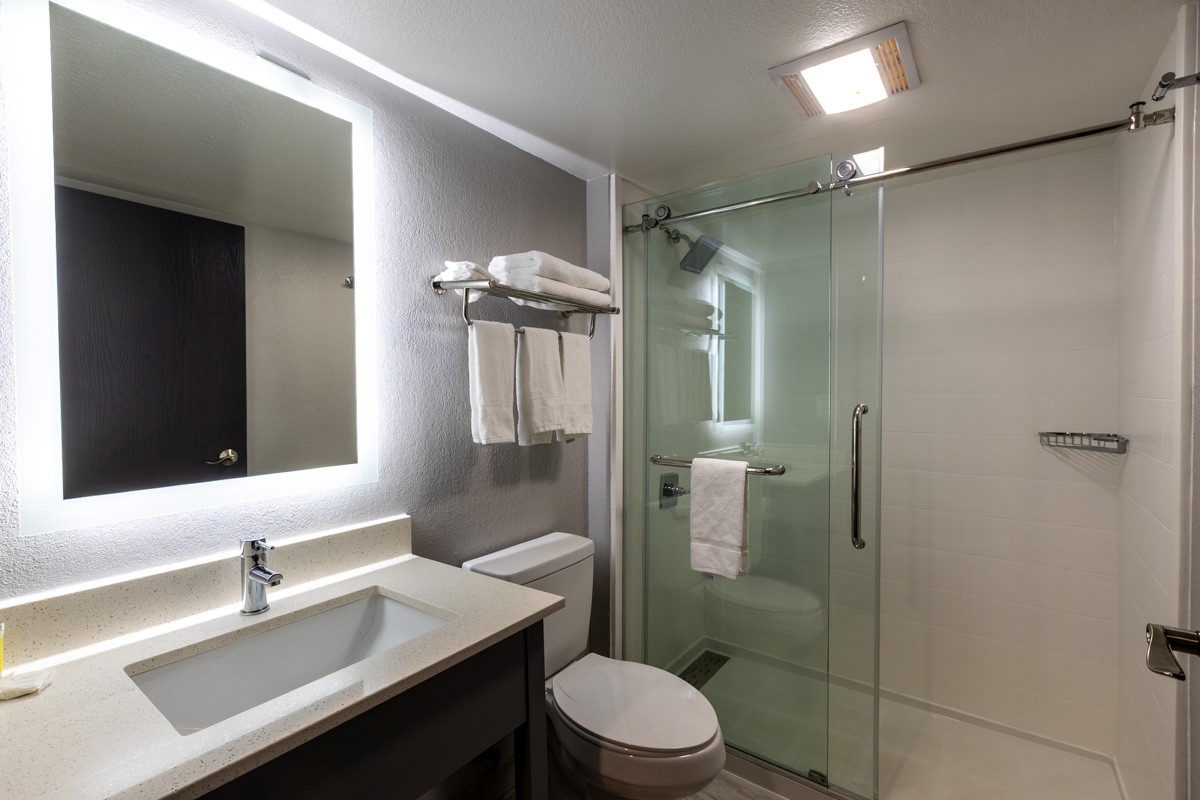 bathroom at Rodeway Inn & Suites near Outlet Mall - Asheville, NC 360 Virtual Tour for Hotel