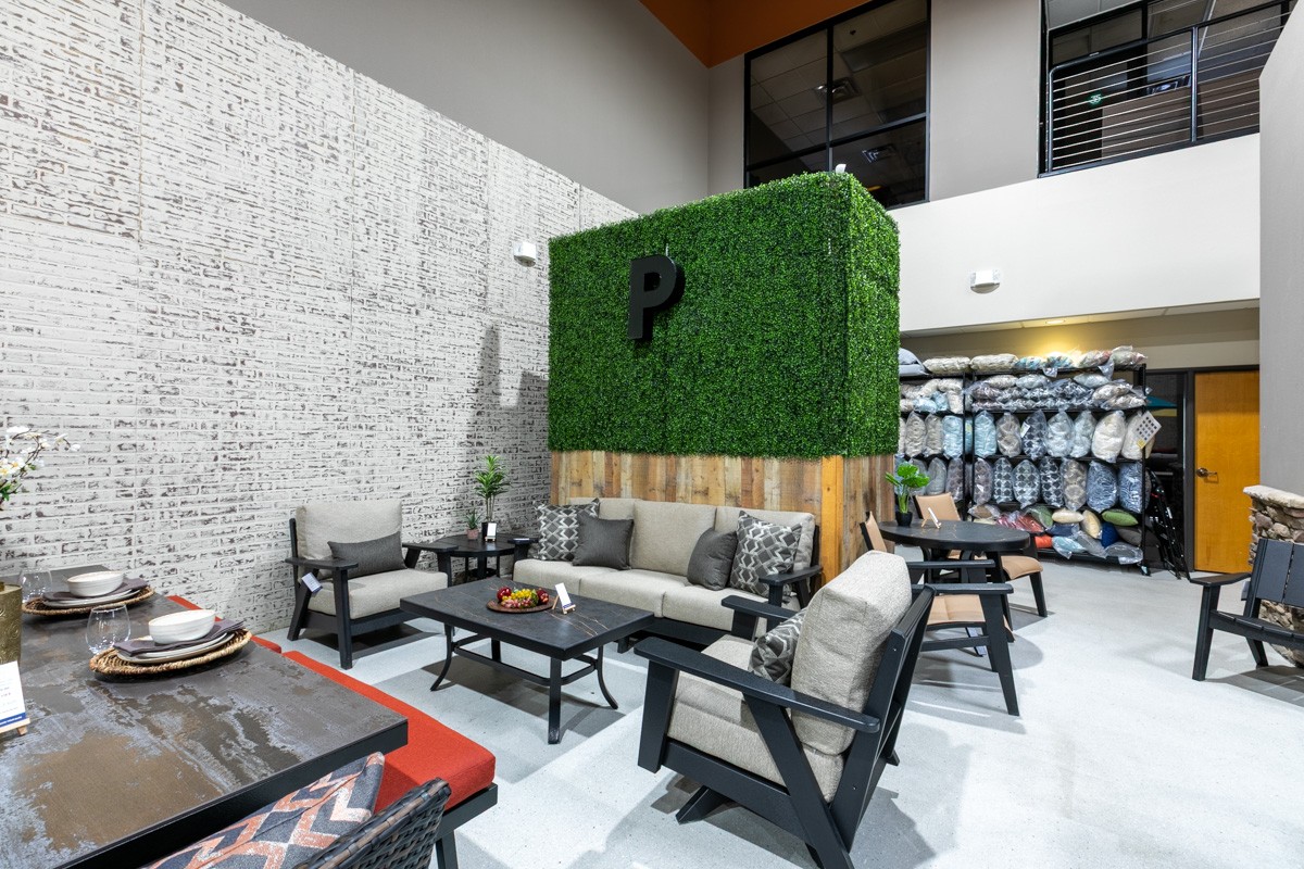 grey patio set at Paddy O' Furniture, North Phoenix, AZ 360 Virtual Tour for Outdoor furniture store