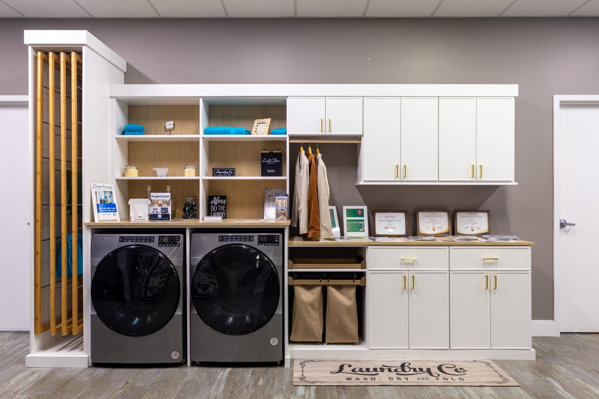 laundry room at Closet Factory, Wilmington, MA 360 Virtual Tour for Interior design Cabinet maker