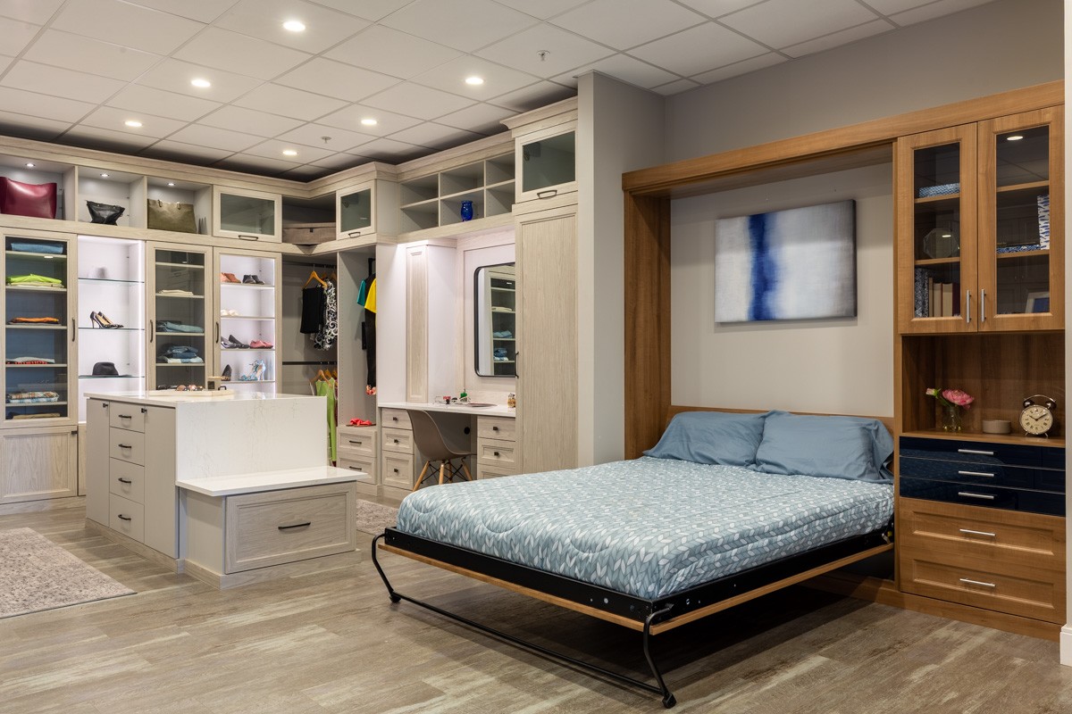 murphy bed at Closet Factory, Wilmington, MA 360 Virtual Tour for Interior design Cabinet maker