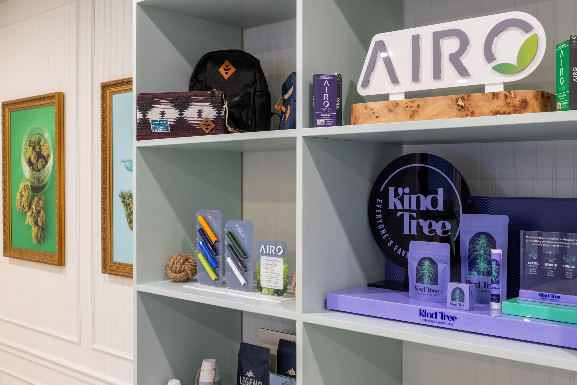 wall display at Coastline Dispensary, Cape May Court House, NJ 360 Virtual Tour for Cannabis store