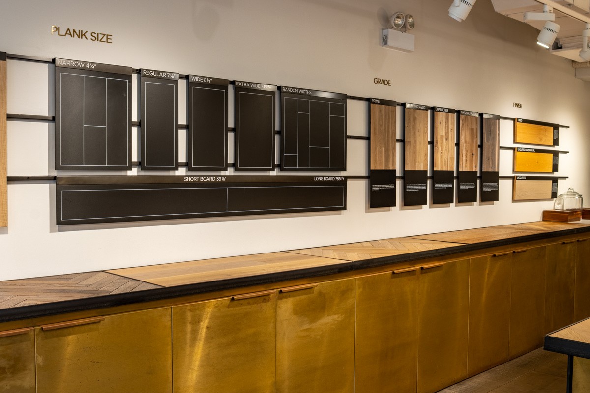 wall display samples at Havwoods (New York), Manhattan, NYC 360 Virtual Tour for Wood supplier