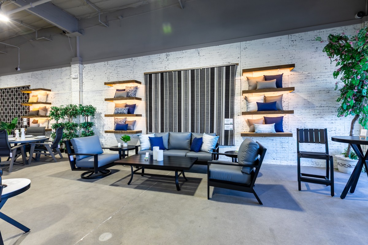 blue patio furniture at Paddy O' Furniture, Scottsdale, AZ 360 Virtual Tour for Outdoor furniture store