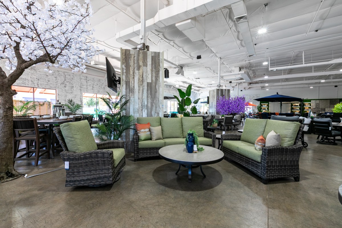 green patio furniture at Paddy O' Furniture, Gilbert, AZ 360 Virtual Tour for Outdoor furniture store