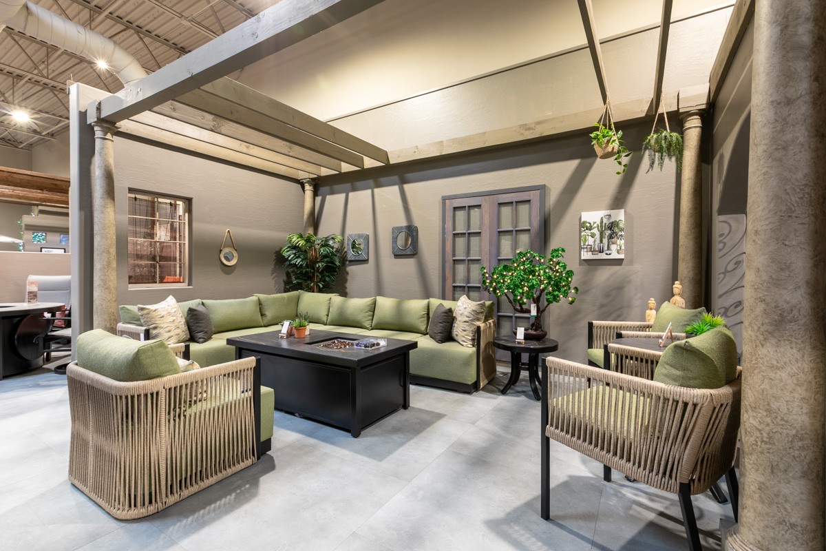 olive green patio furniture at Paddy O' Furniture, Phoenix, AZ 360 Virtual Tour for Outdoor furniture store