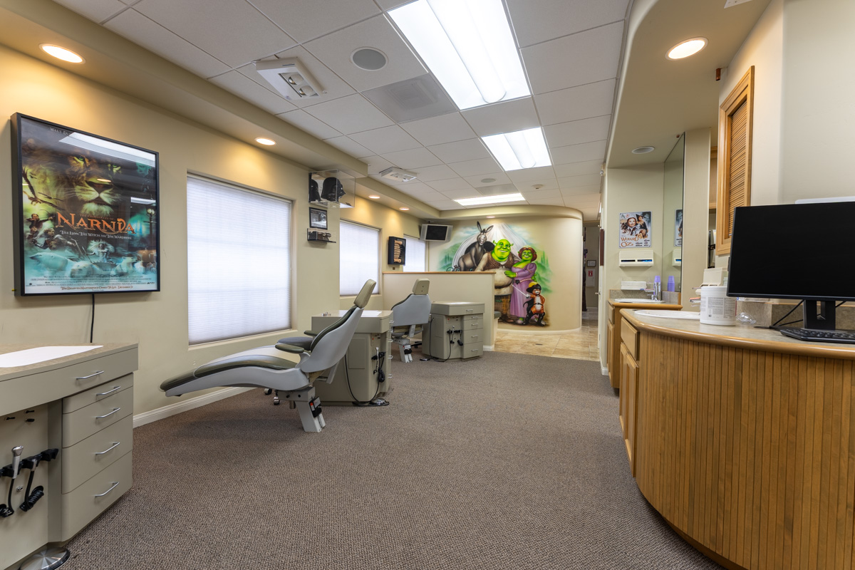 patient chairs at Children's Primary Dental & Orthodontics, Poway, CA 360 Virtual Tour for Pediatric dentist