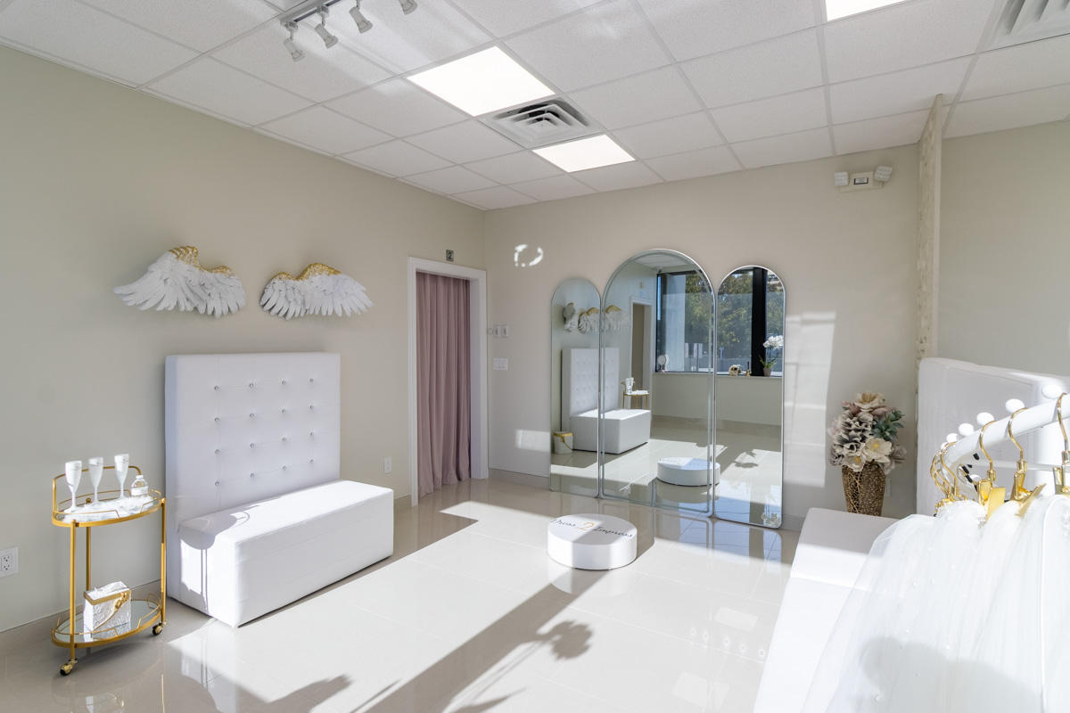 showroom at Dress 2 Impress, Cherry Hill, NJ 360 Virtual Tour for Bridal & Formal Boutique shop