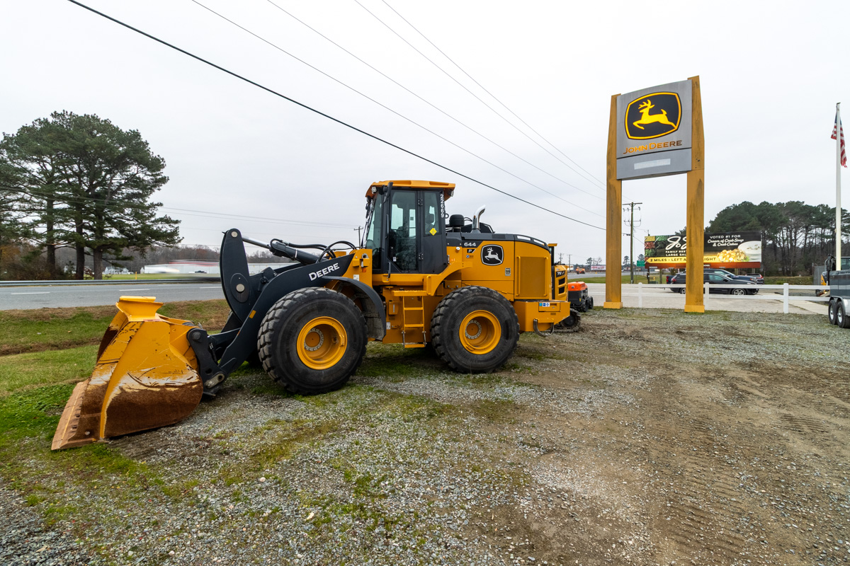 wheel loader in front of James River Equipment, Delmar, MD 360 Virtual Tour for Construction equipment supplier