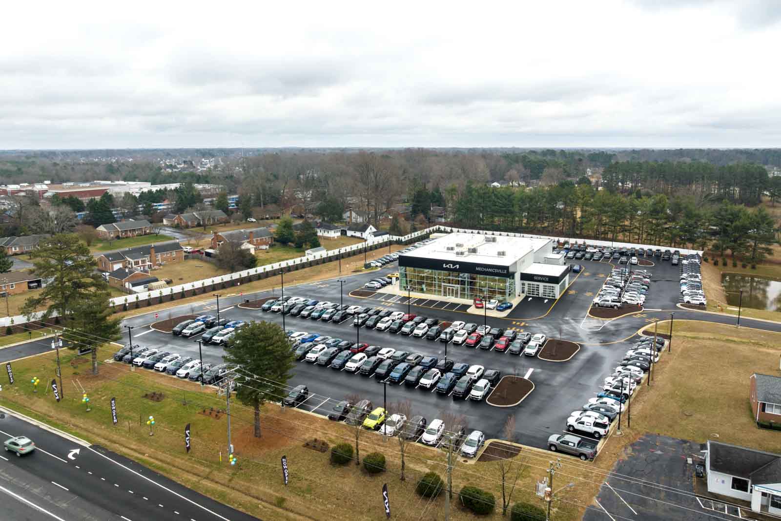 aerial view over Mechanicsville Kia, Mechanicsville, VA 360 Virtual Tour for Car Dealership