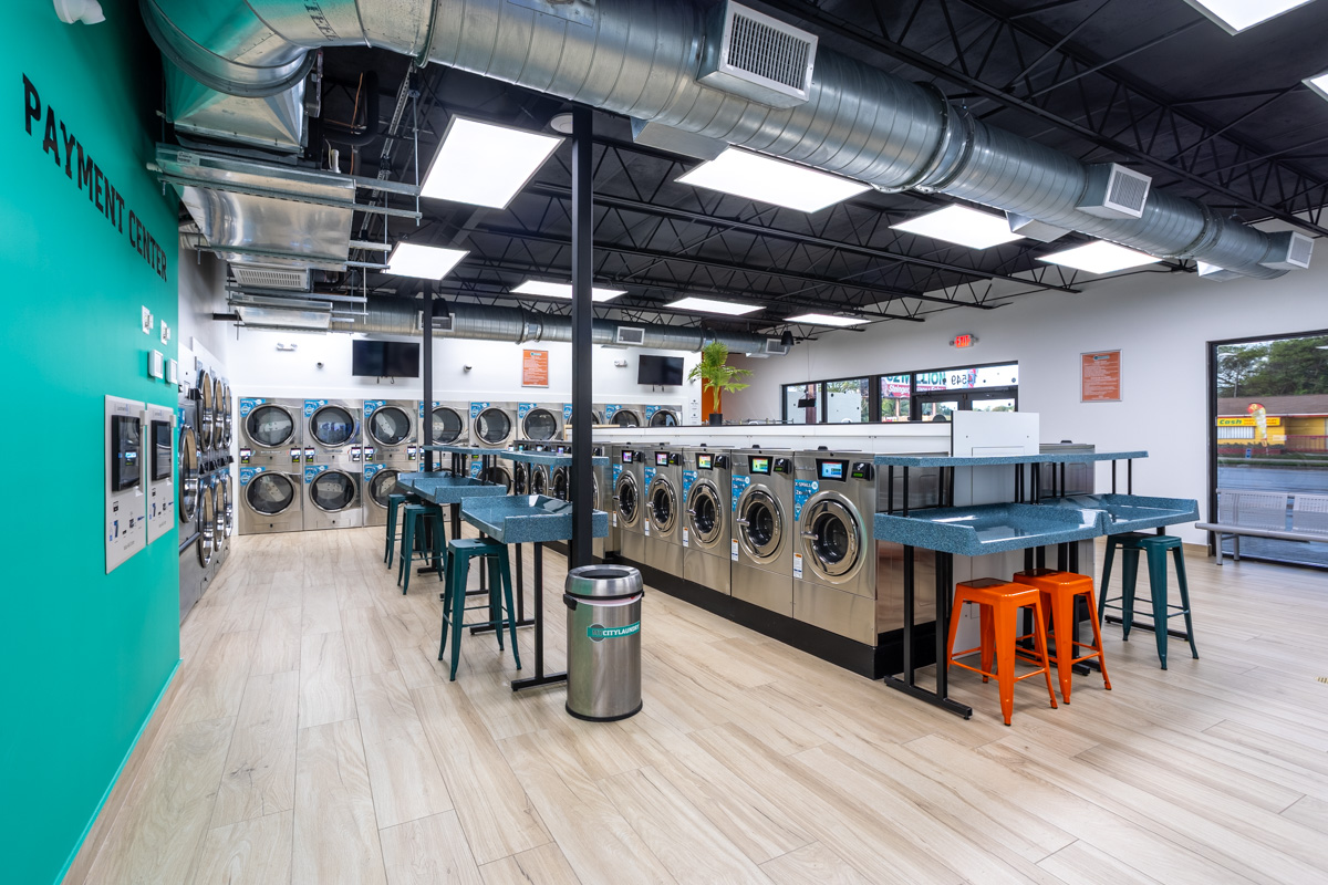 folding stations inside My City Laundry, Opa-locka, FL 360 Virtual Tour for Laundromat