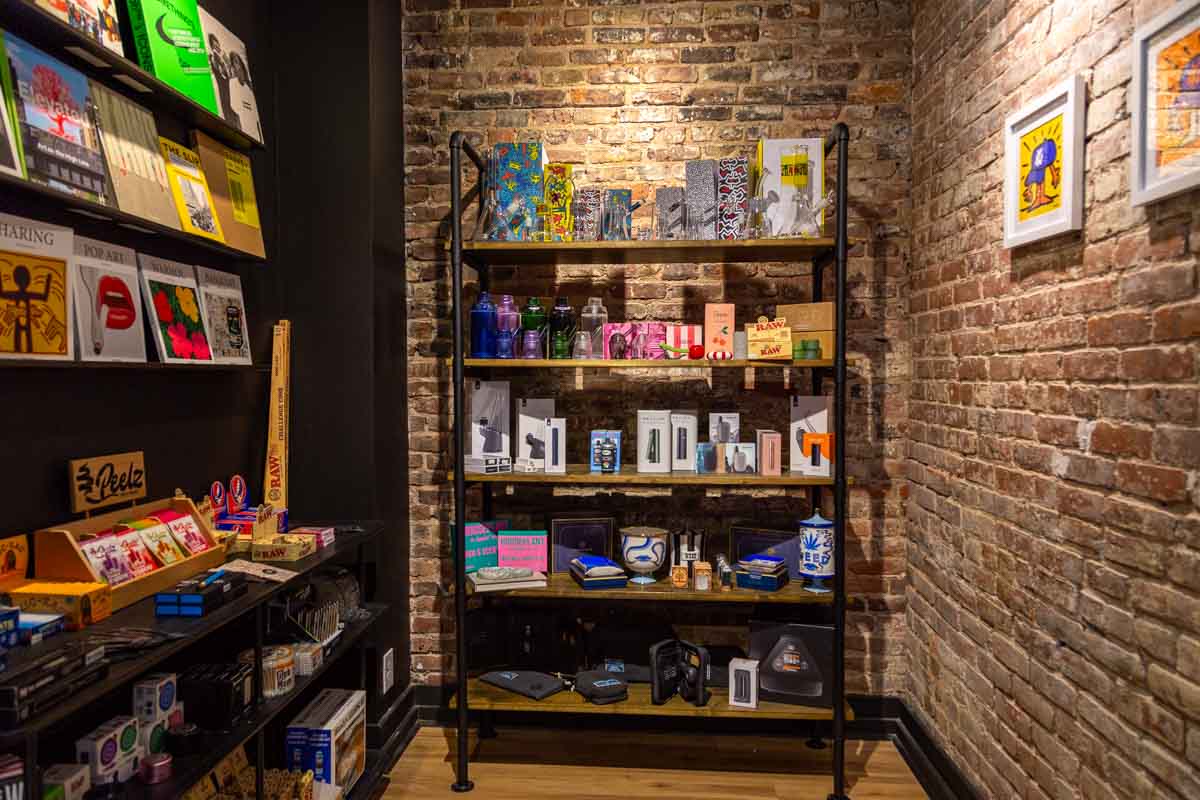 display shelf at Highest Standards, New York, NY 360 Virtual Tour for Cannabis store