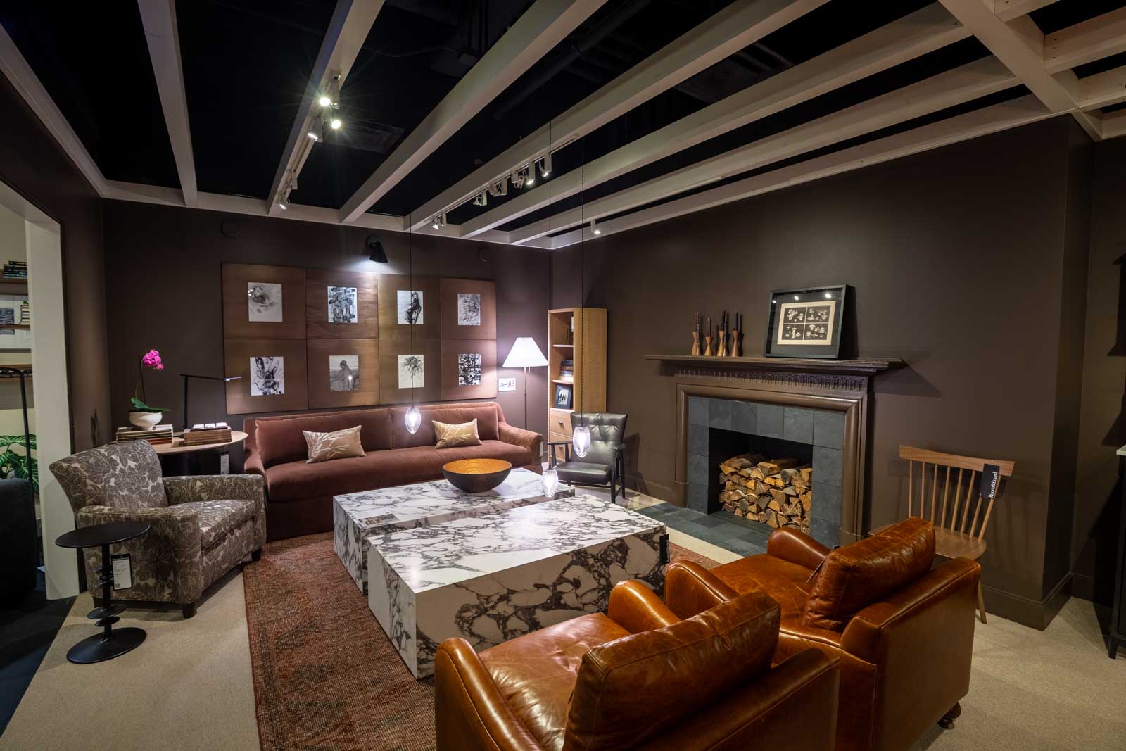 fireplace setting at Room & Board - Chicago, IL 360 Virtual Tour for Furniture Store