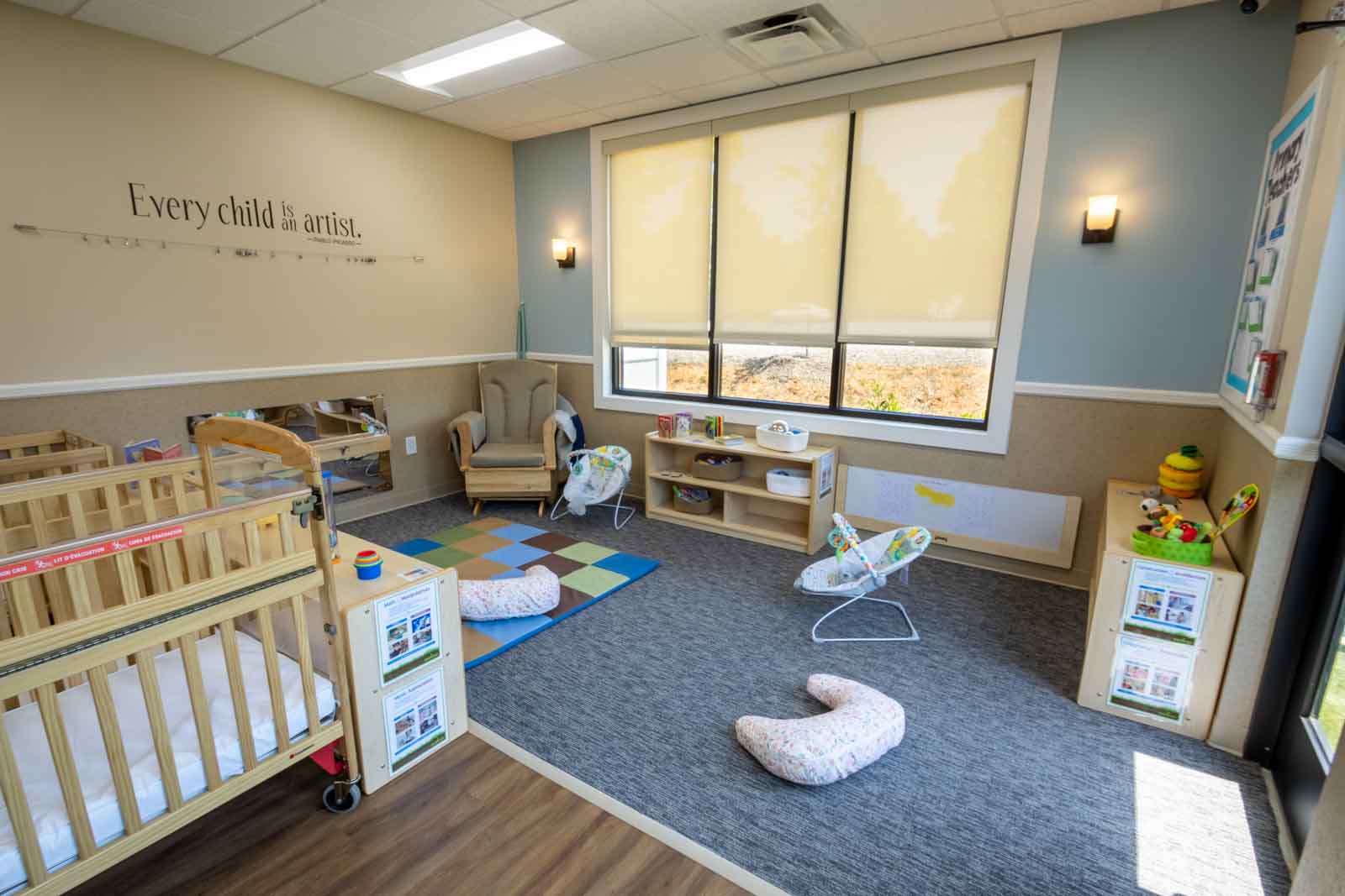 infant room cribs at Lightbridge Academy, Cary, NC 360 Virtual Tour for Pre-school Day Care Center